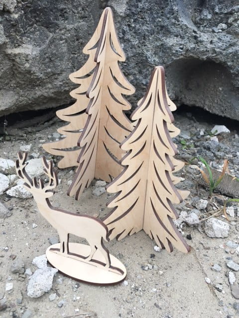 Laser Cut Wooden Reindeer Christmas Tree Decorations