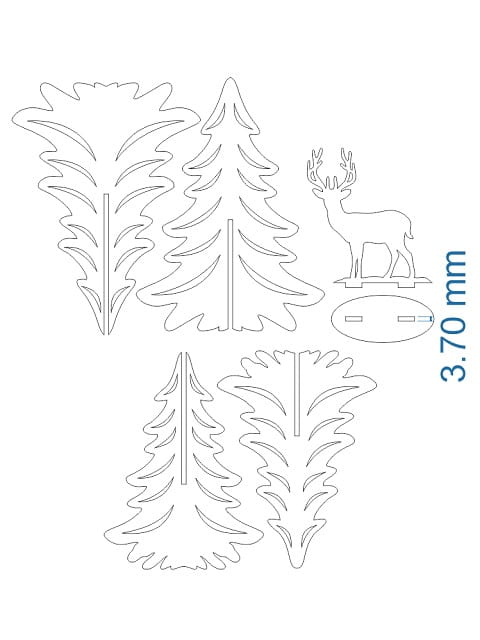 Laser Cut Wooden Reindeer Christmas Tree Decorations