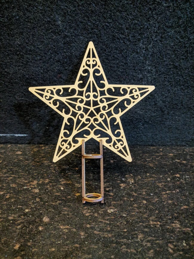 Laser Cut Wooden Christmas Tree Topper