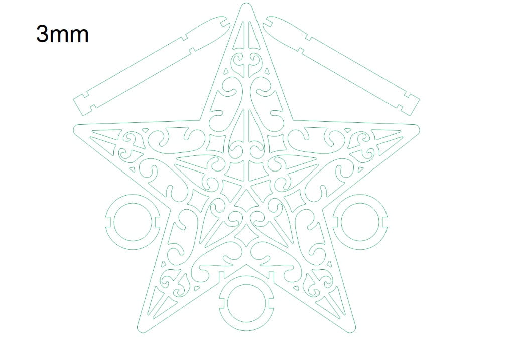 Laser Cut Wooden Christmas Tree Topper