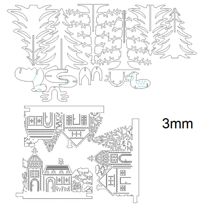 Laser Cut Wooden Christmas New Year Decorations