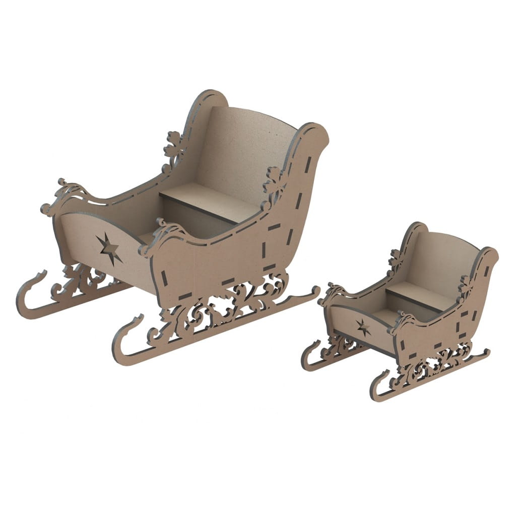 Laser Cut Christmas Santa Sleigh Festive Christmas Decorations