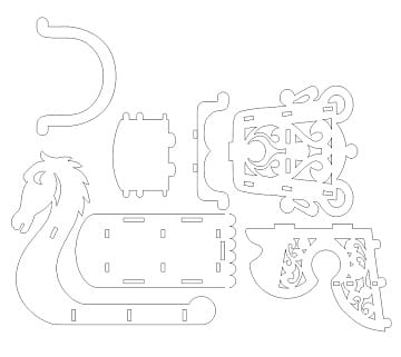 Laser Cut Christmas Sleigh Holiday Decor