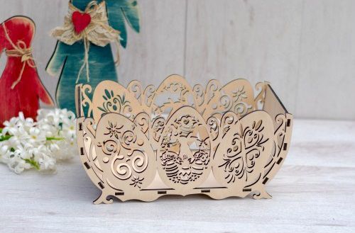 Laser Cut Plywood Easter Egg Basket