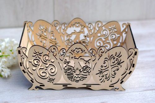 Laser Cut Plywood Easter Egg Basket