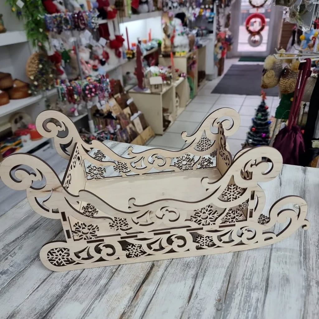 Laser Cut Decorative Christmas Sleigh 3 Sizes