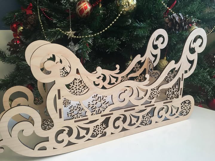 Laser Cut Decorative Christmas Sleigh 3 Sizes