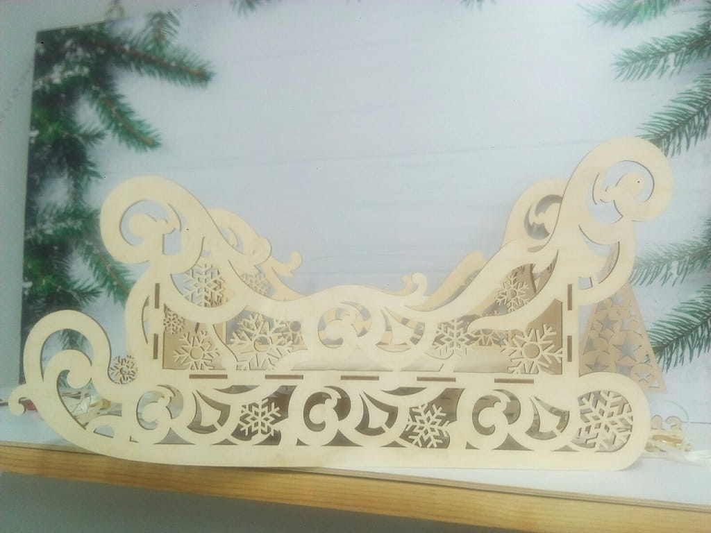 Laser Cut Decorative Christmas Sleigh 3 Sizes
