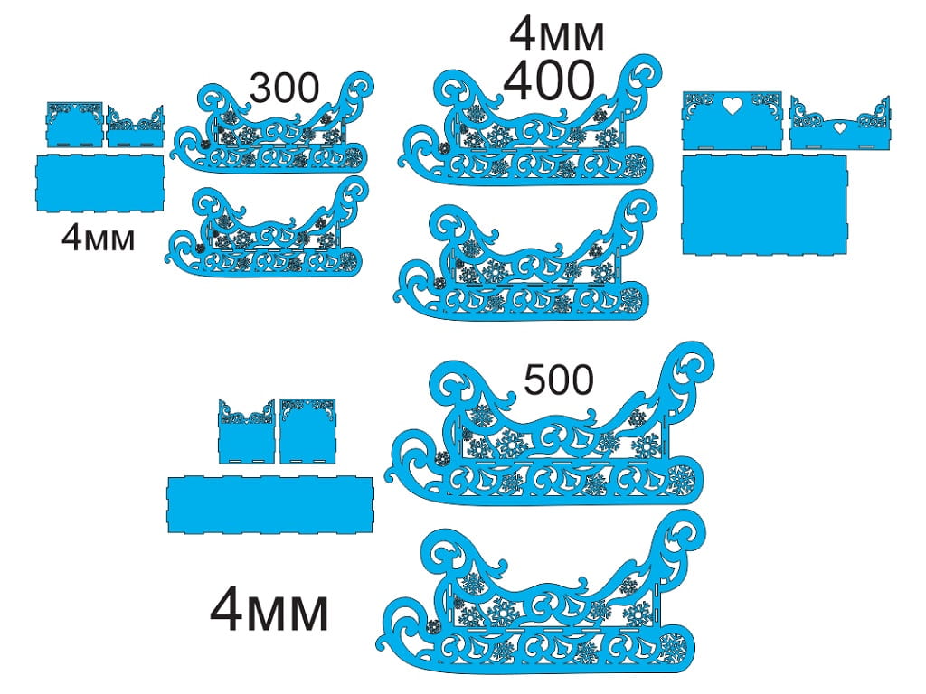 Laser Cut Decorative Christmas Sleigh 3 Sizes