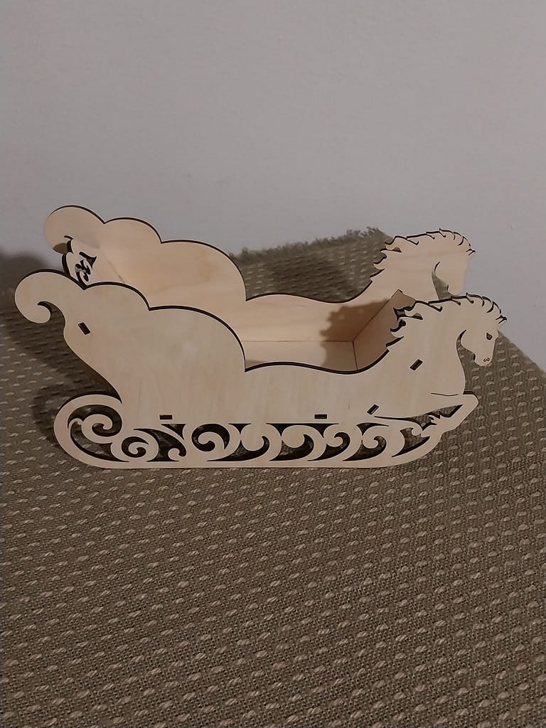 Laser Cut Decorative Wooden Christmas Sleigh