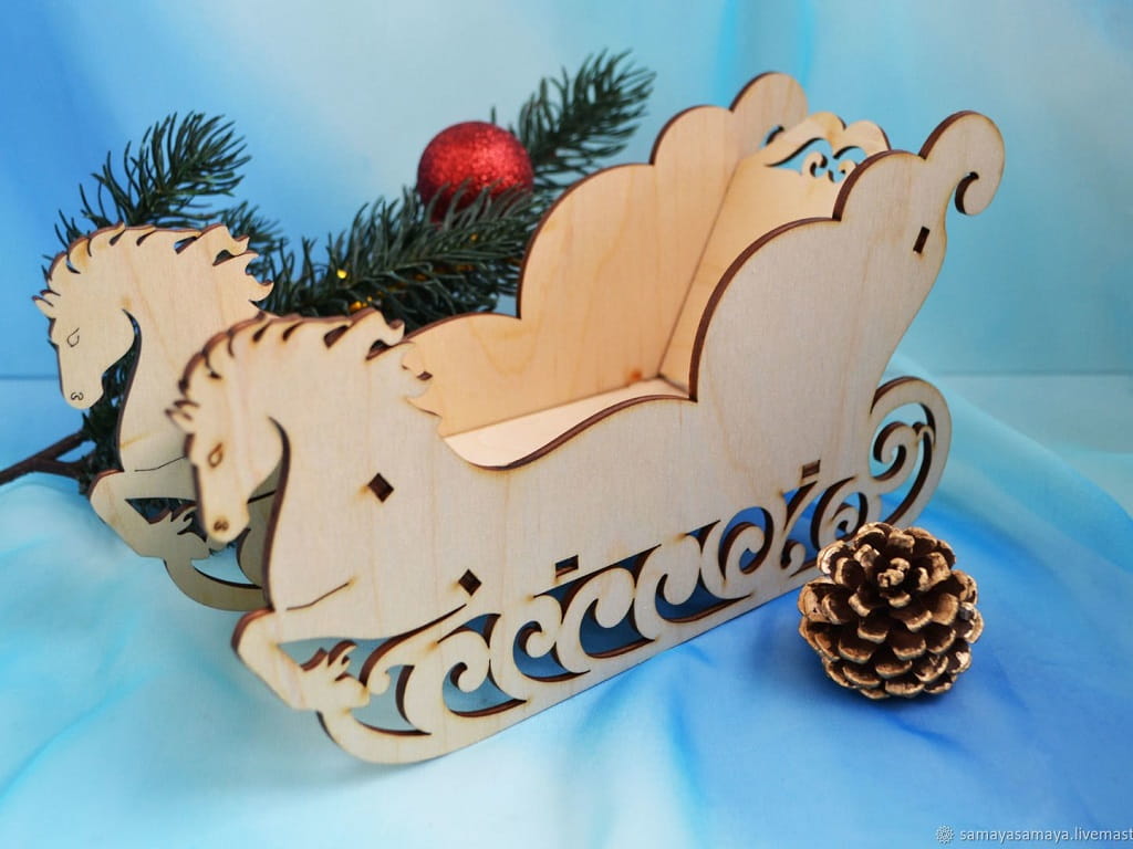 Laser Cut Decorative Wooden Christmas Sleigh