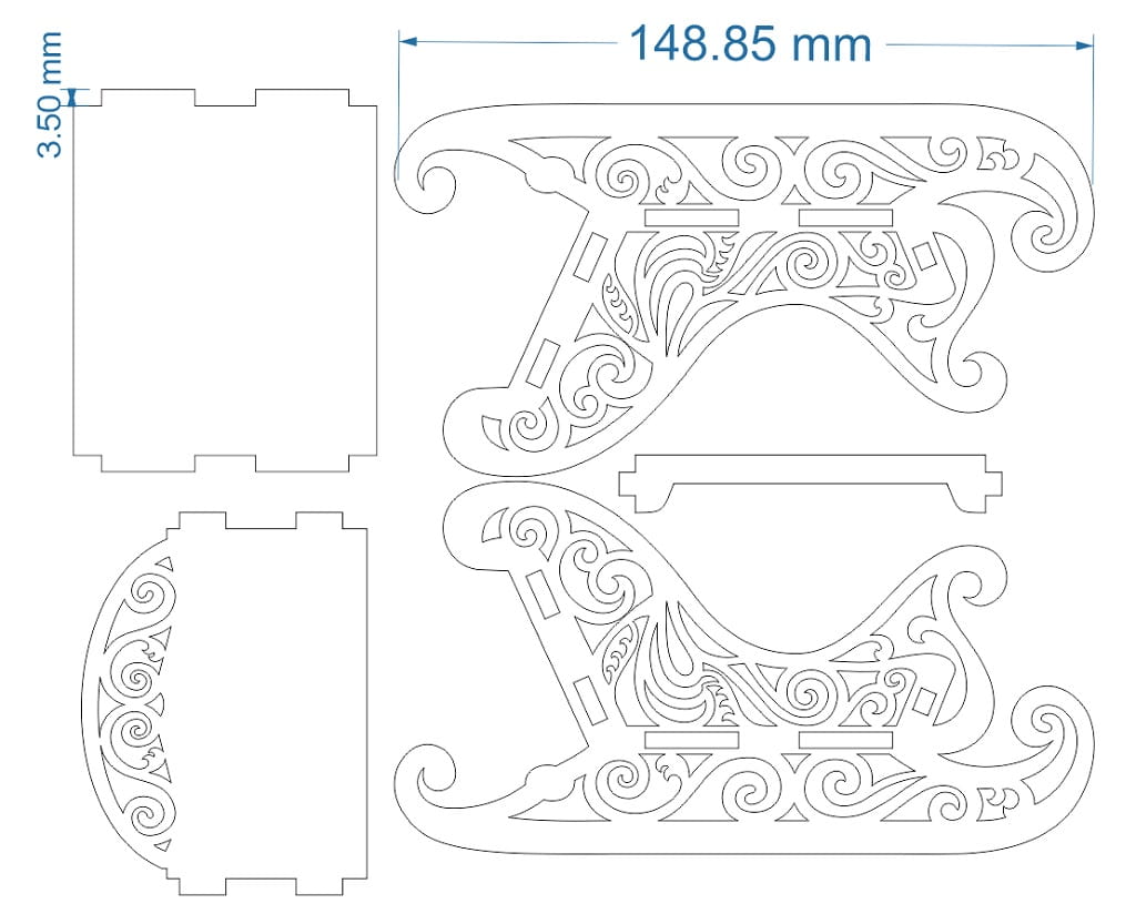 Laser Cut Festive Christmas Sleigh Candy Dish
