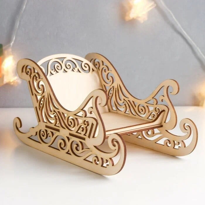 Laser Cut Festive Santa Sleigh Candy Dish