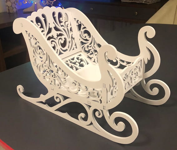 Laser Cut Holiday Sleigh Candy Dish