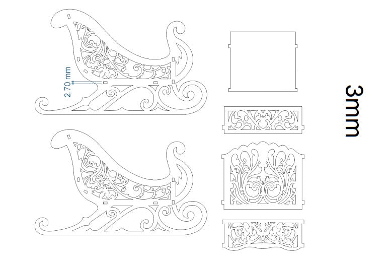 Laser Cut Holiday Sleigh Candy Dish