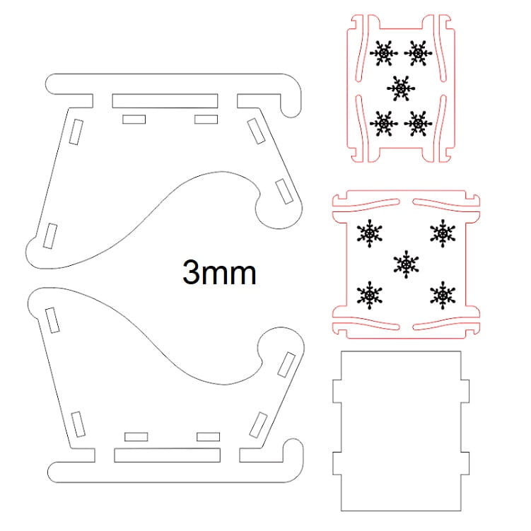 Laser Cut Mini Holiday Sleigh Candy Dish