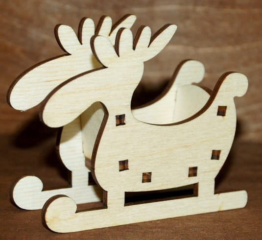 Laser Cut Moose Sleigh Christmas Decoration