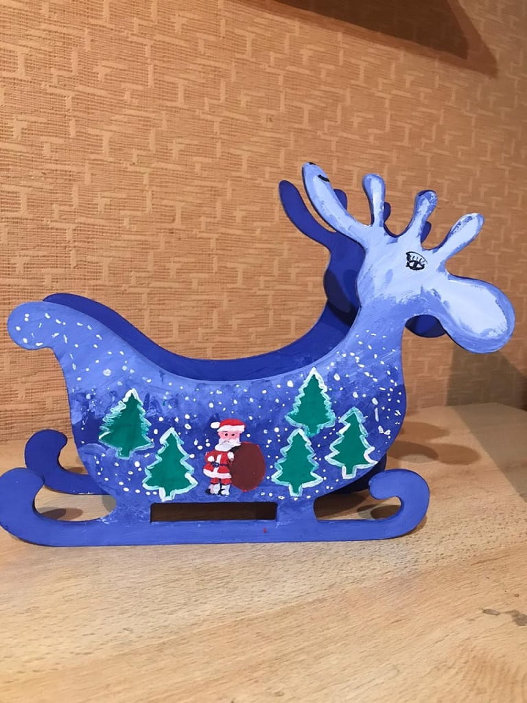 Laser Cut Reindeer Sleigh Candy Dish