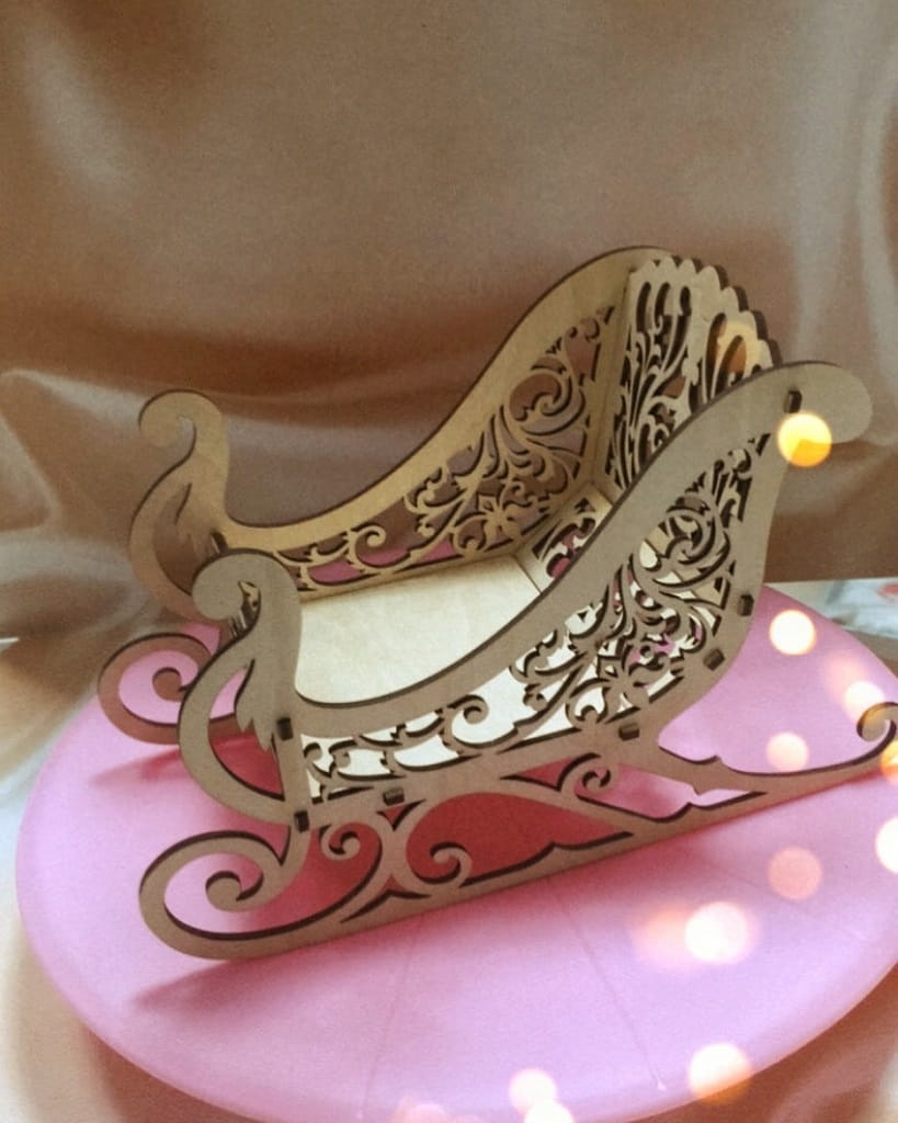 Laser Cut Santa Sleigh Candy Dish