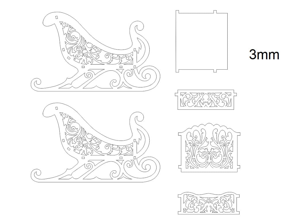 Laser Cut Santa Sleigh Candy Dish