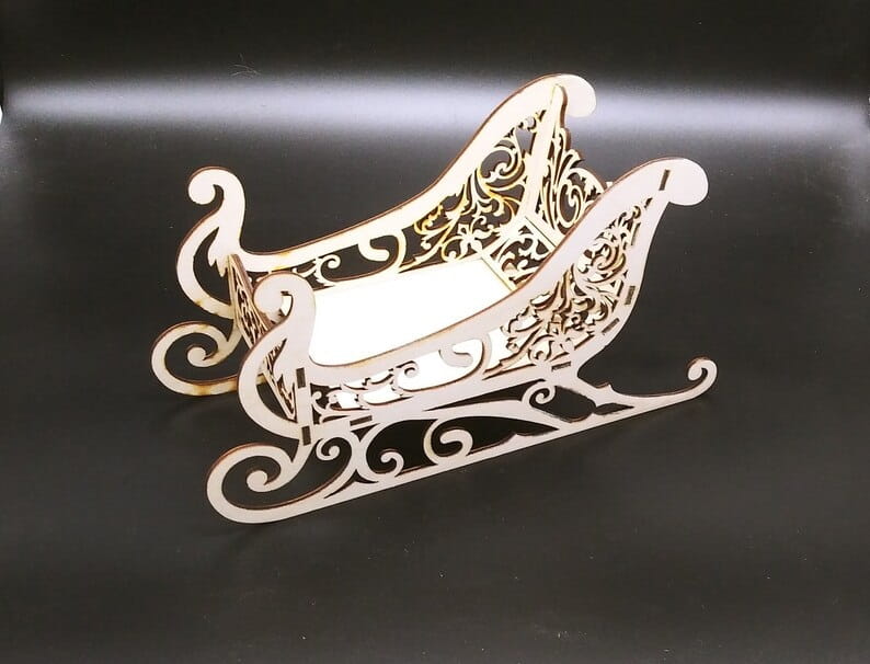 Laser Cut Santa Sleigh Chocolate and Treat Holder