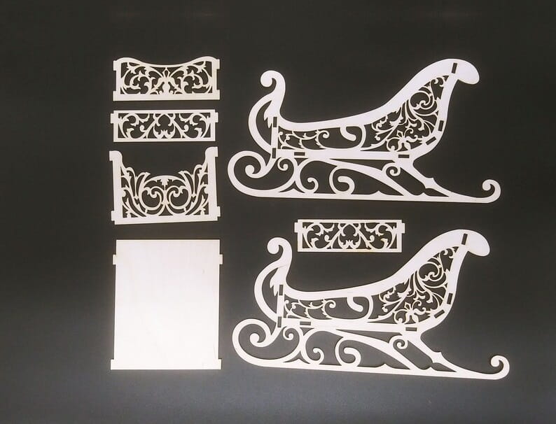 Laser Cut Santa Sleigh Chocolate and Treat Holder