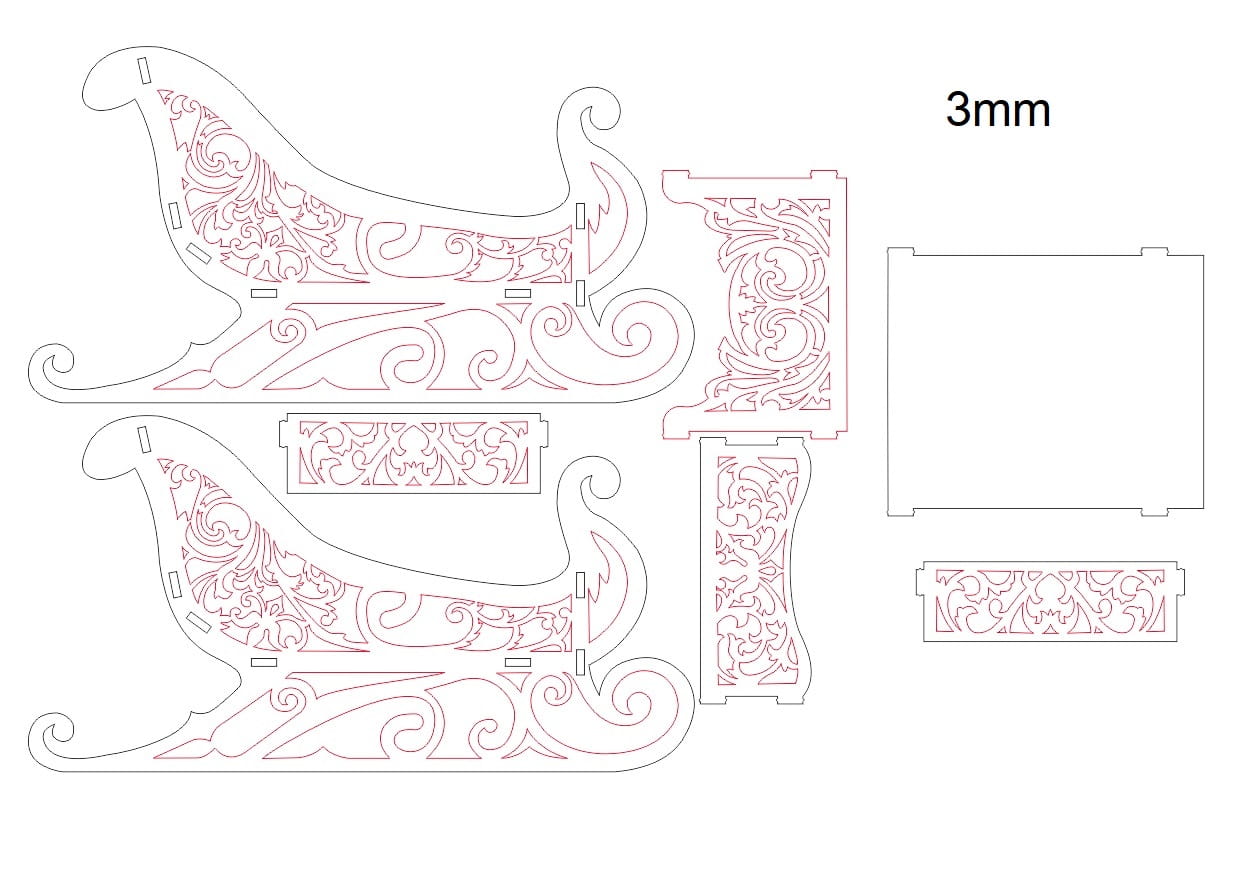 Laser Cut Santa Sleigh Chocolate and Treat Holder