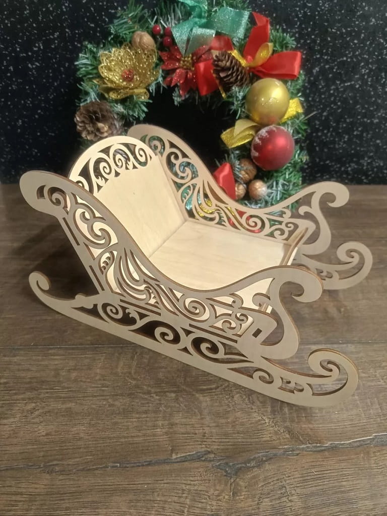 Laser Cut Sleigh Basket Candy Bowl