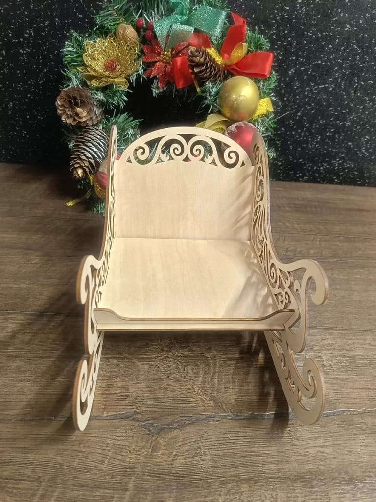 Laser Cut Sleigh Basket Candy Bowl