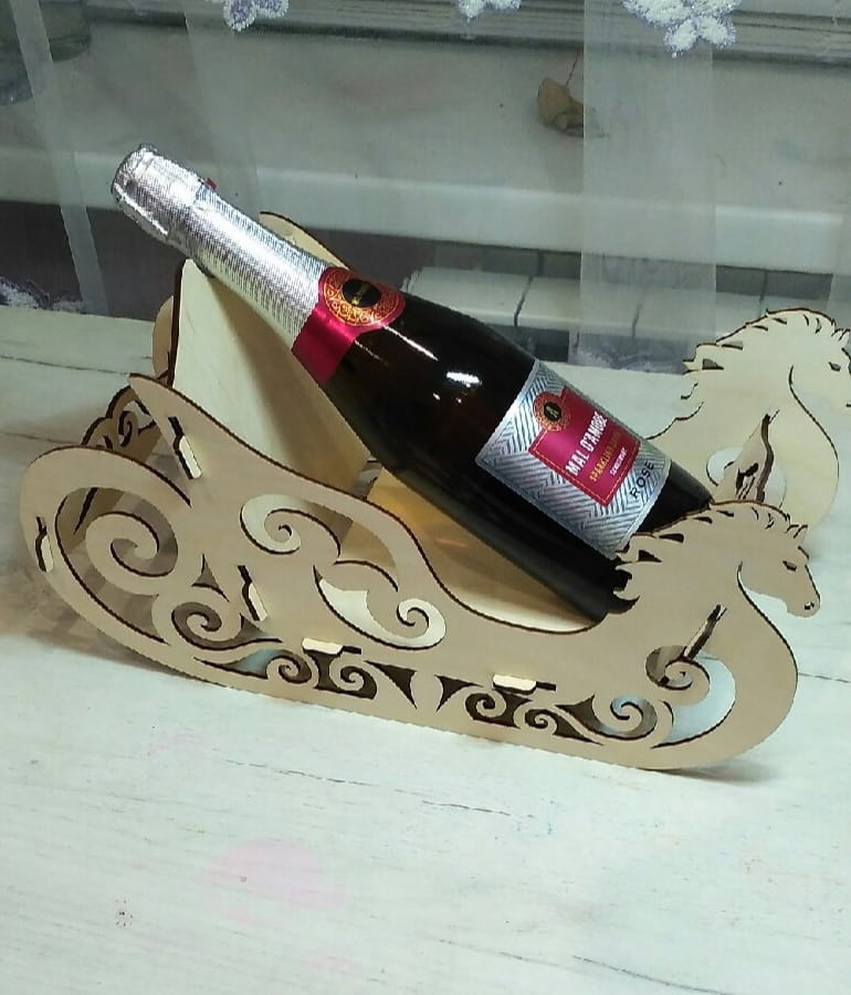 Laser Cut Wooden Champagne Sleigh
