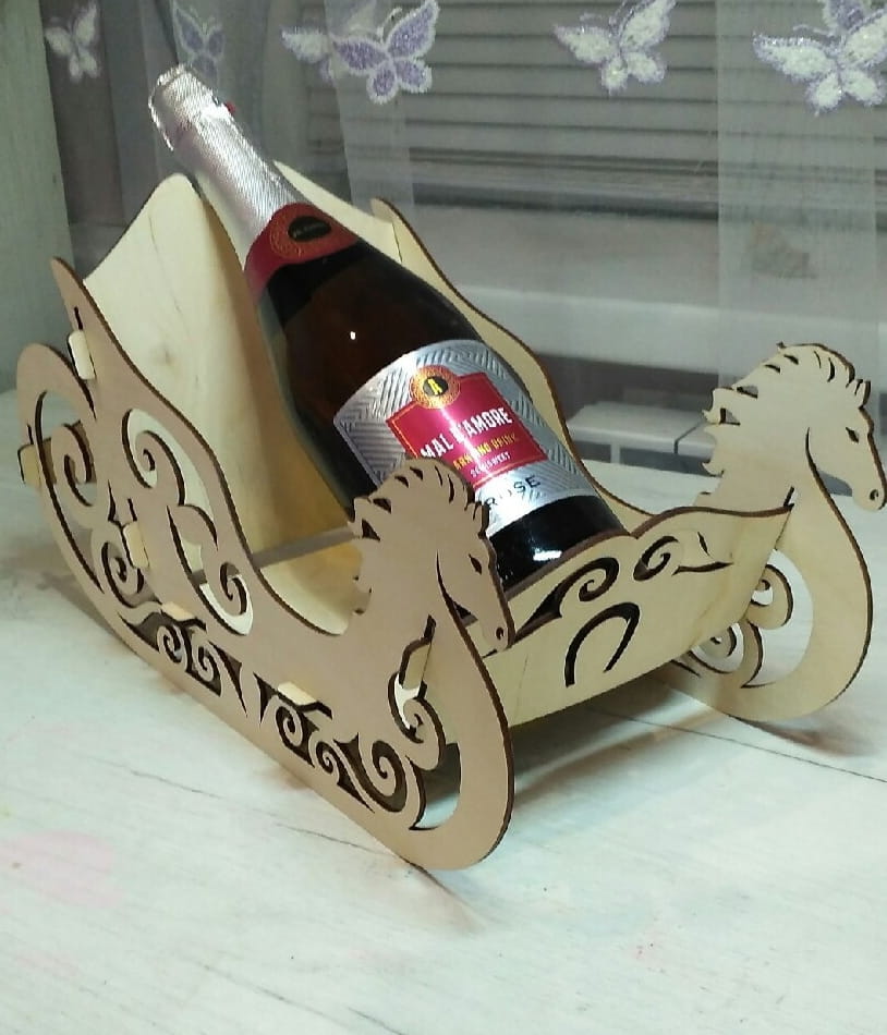 Laser Cut Wooden Champagne Sleigh