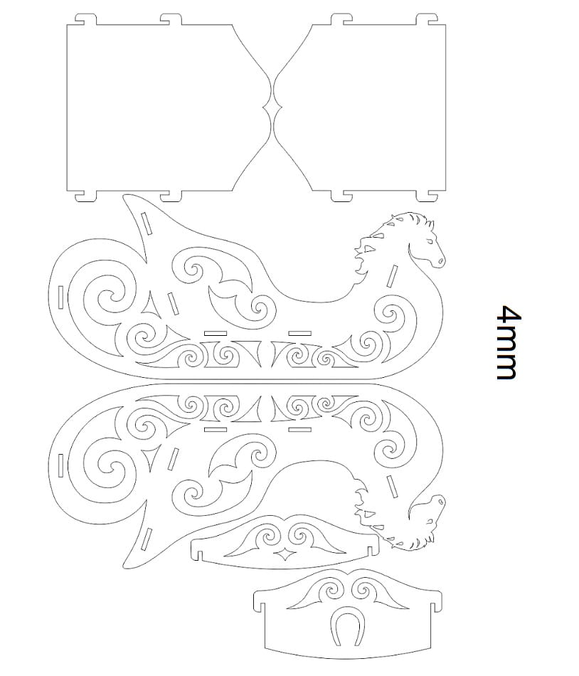 Laser Cut Wooden Champagne Sleigh