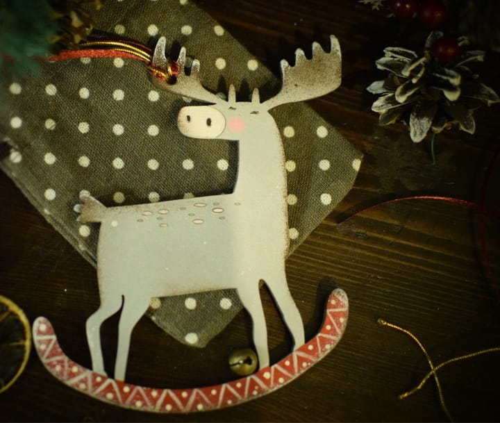 Laser Cut Rocking Moose Christmas Ornament