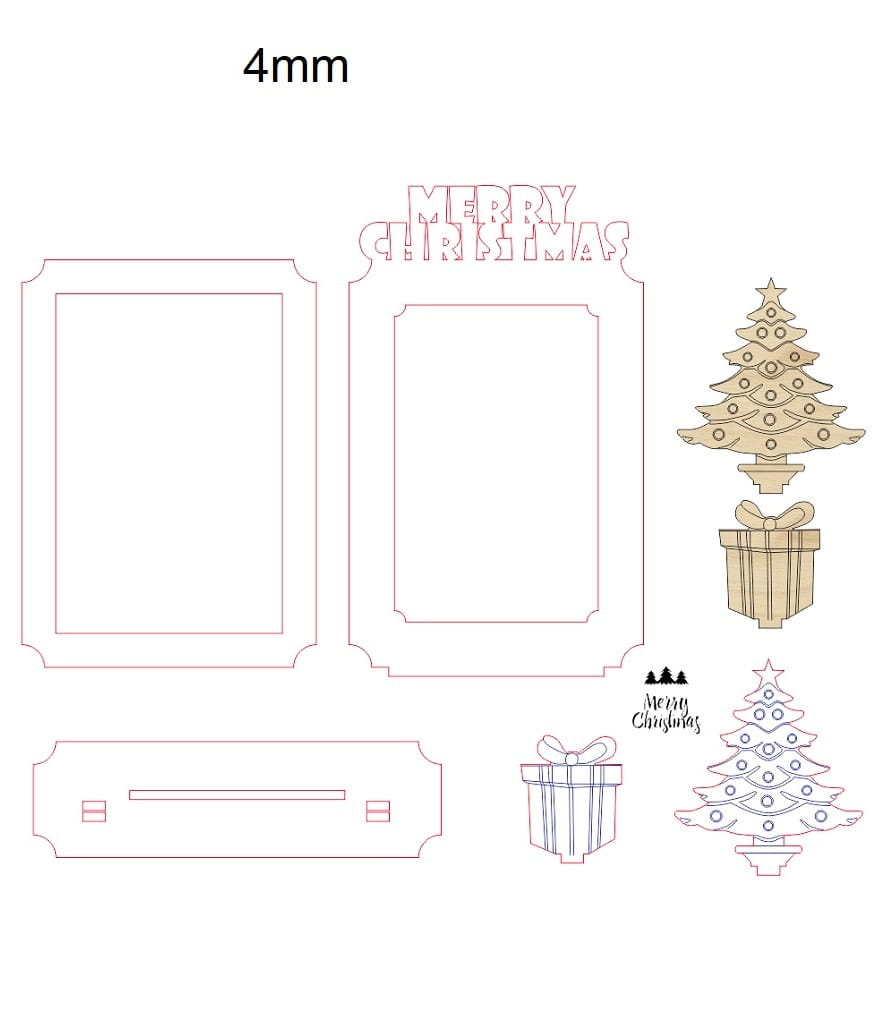 Laser Cut Christmas Themed Wooden Photo Frame