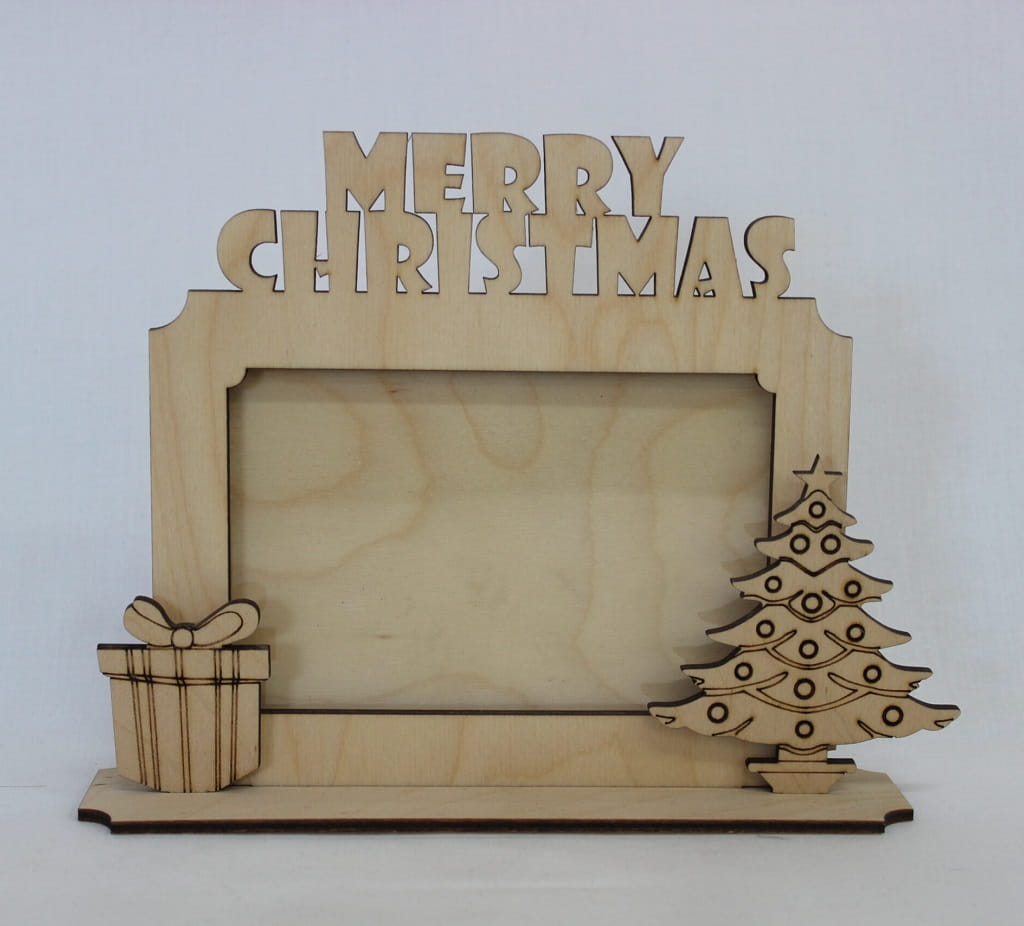 Laser Cut Wooden Merry Christmas Photo Frame