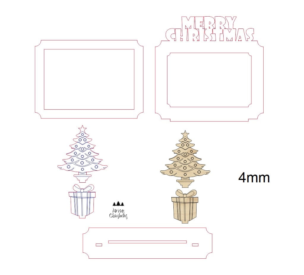 Laser Cut Wooden Merry Christmas Photo Frame