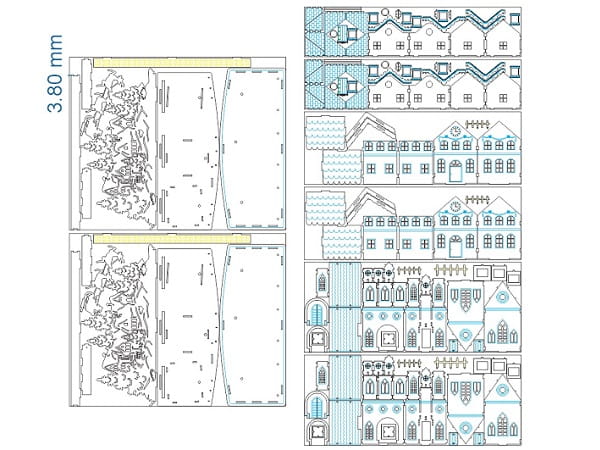 Laser Cut Wooden Village Scene Light Up Christmas Table Decoration