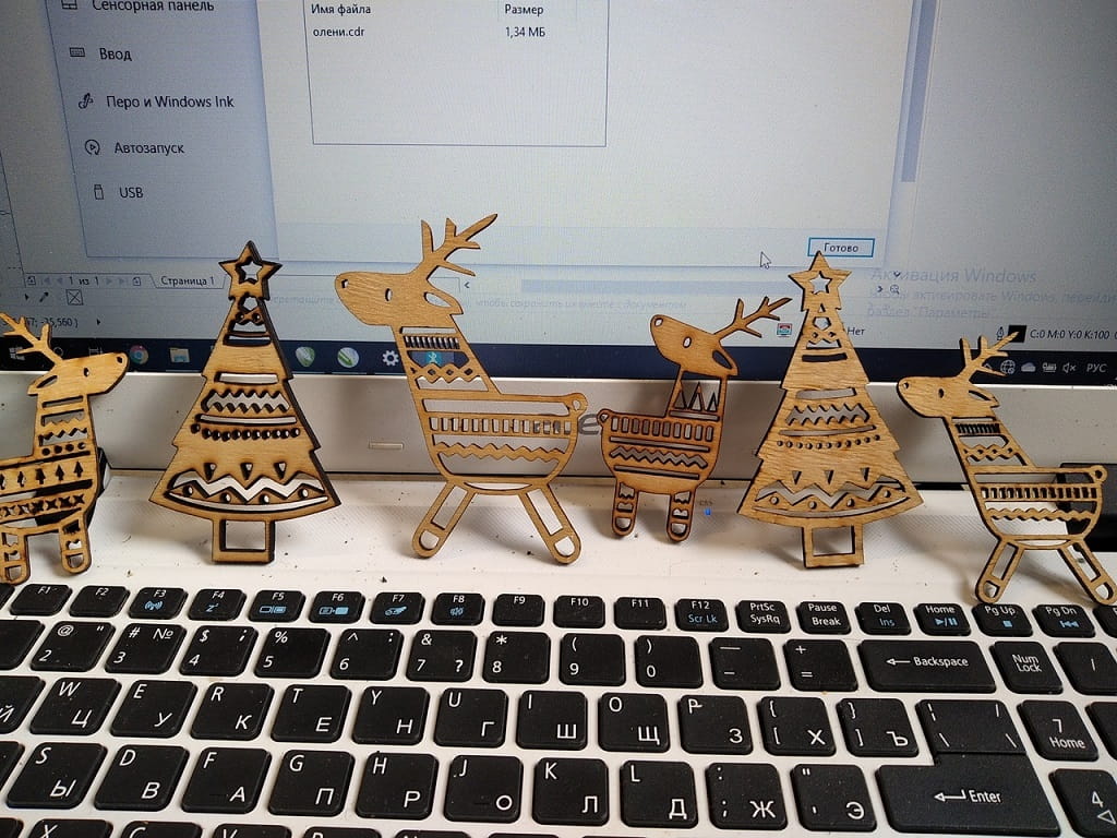 Laser Cut Wooden Christmas Tree and Reindeer Ornaments