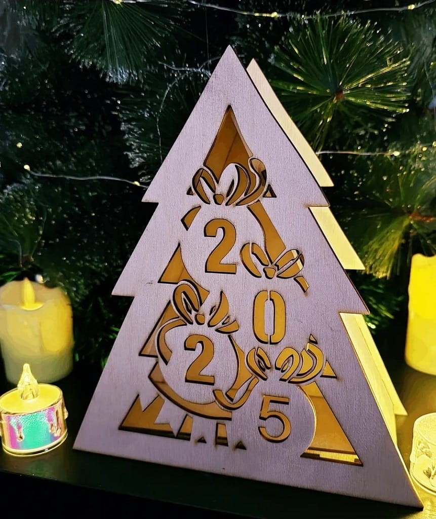 Laser Cut Wooden Christmas Tree Gift Box