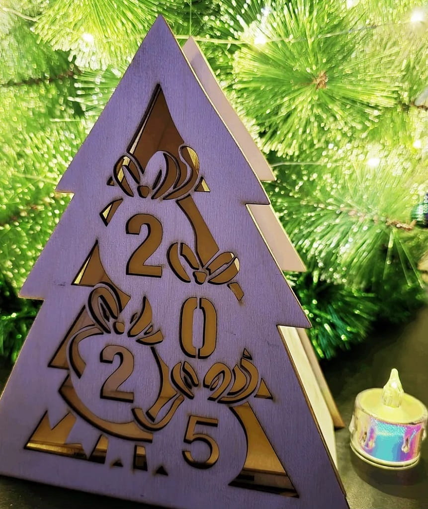Laser Cut Wooden Christmas Tree Gift Box