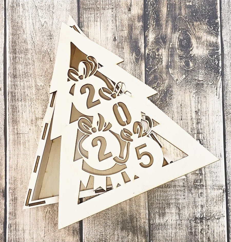 Laser Cut Wooden Christmas Tree Gift Box