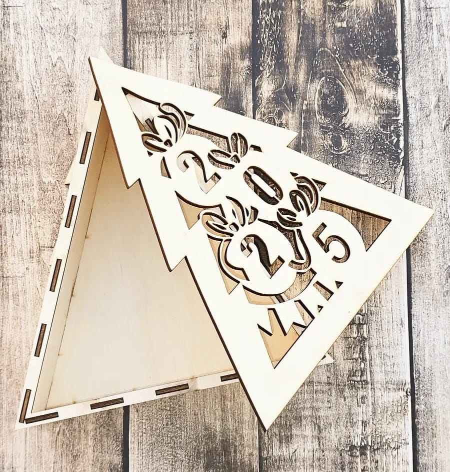 Laser Cut Wooden Christmas Tree Gift Box