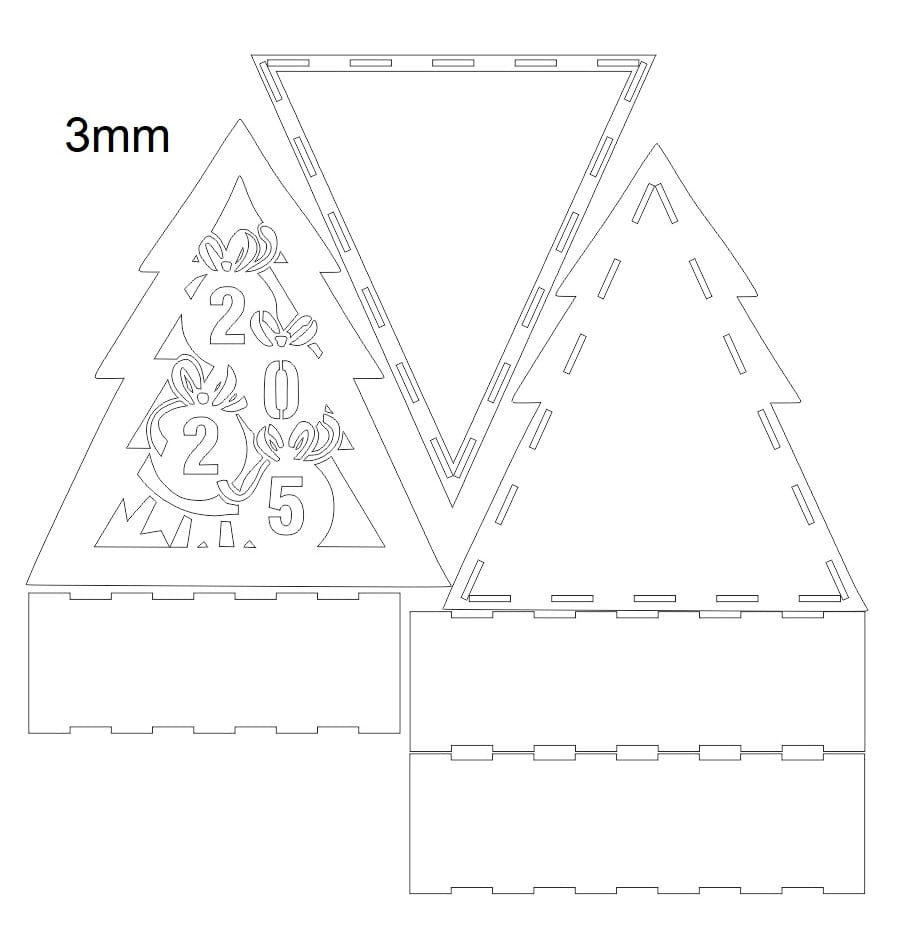 Laser Cut Wooden Christmas Tree Gift Box