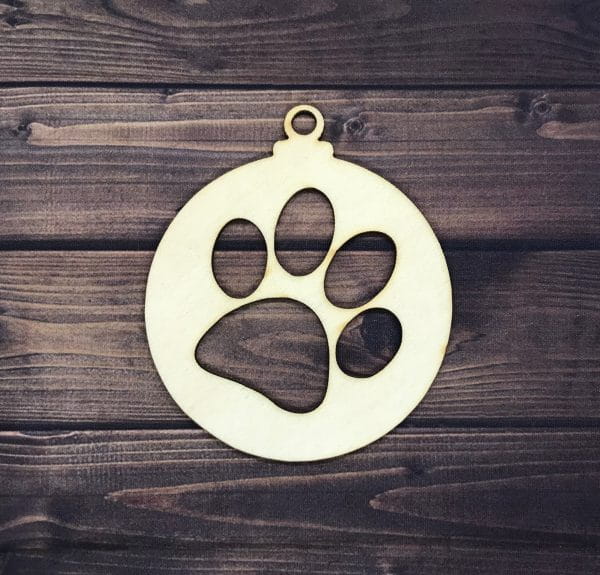 Laser Cut Dog Paw Christmas Bauble