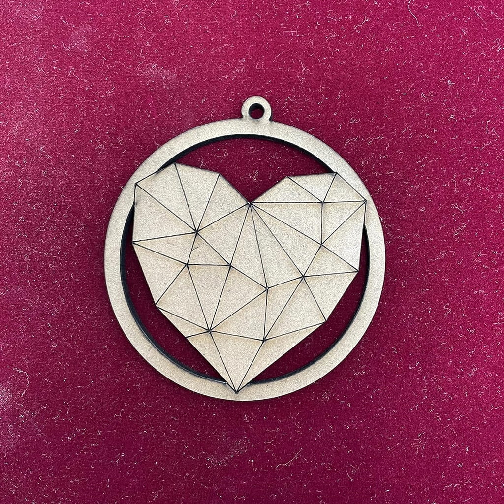 Laser Cut Geometric Heart Christmas Tree Bauble