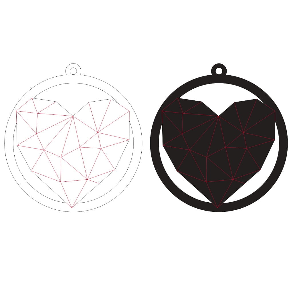 Laser Cut Geometric Heart Christmas Tree Bauble