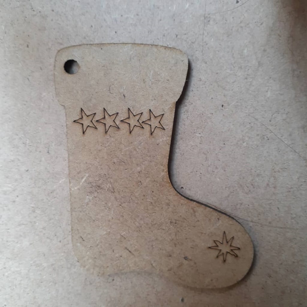 Laser Cut MDF Christmas Stocking Shape Ornament