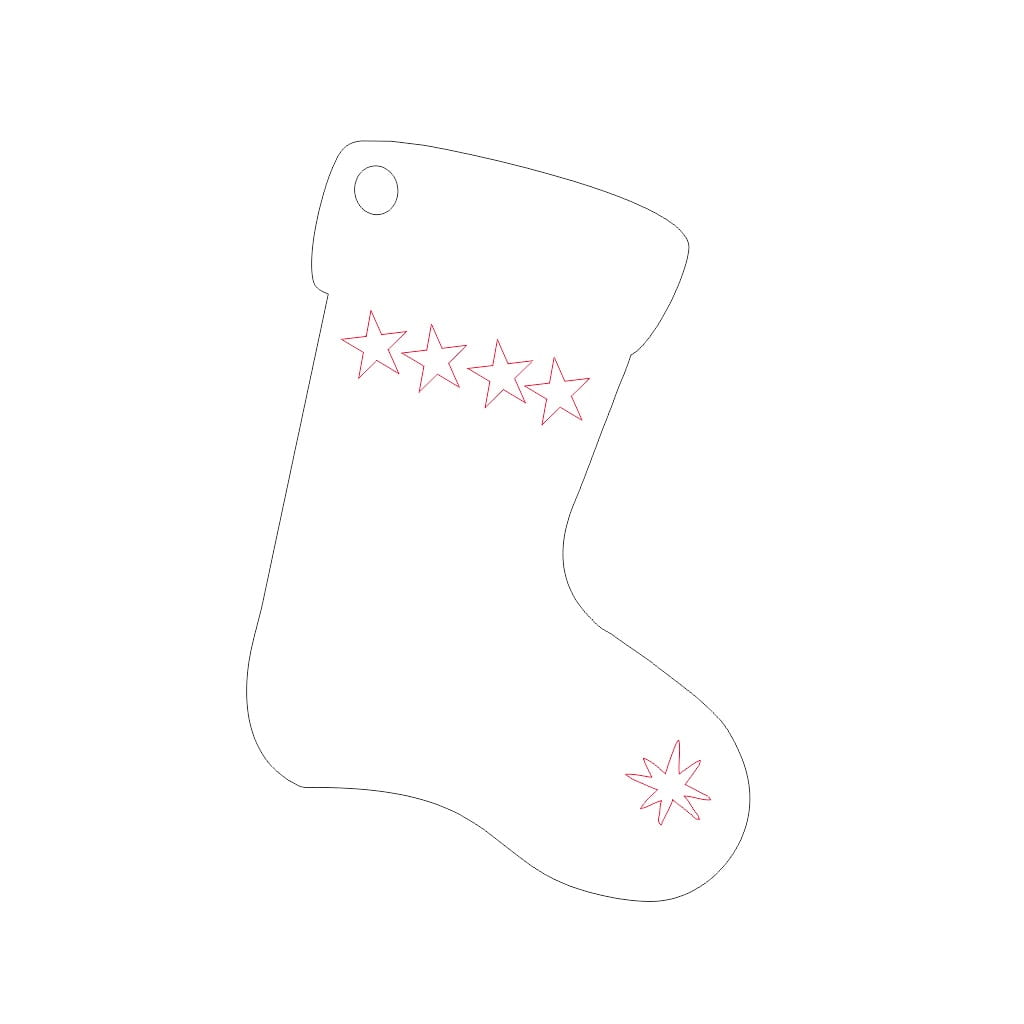 Laser Cut MDF Christmas Stocking Shape Ornament