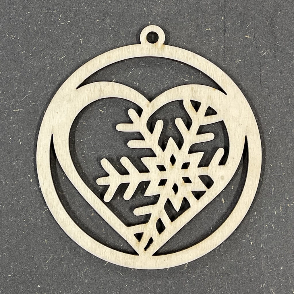 Laser Cut Snowflake Heart Christmas Tree Bauble