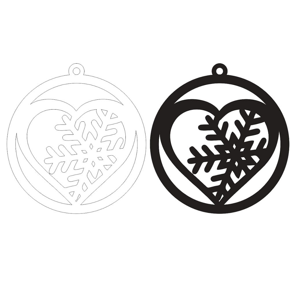 Laser Cut Snowflake Heart Christmas Tree Bauble